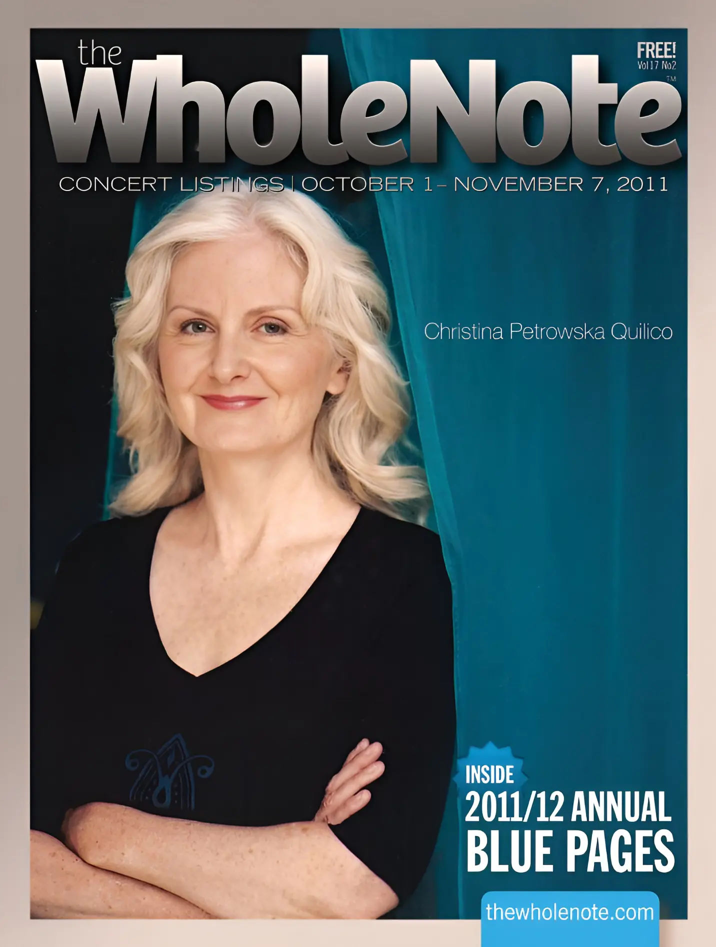 Cover girl for Wholenote Magazine