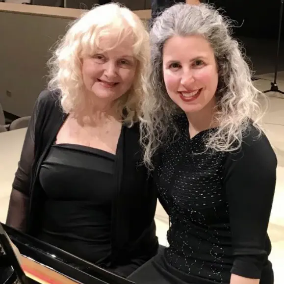 Christina and pianist Shoshana Telner after their duo piano recital
