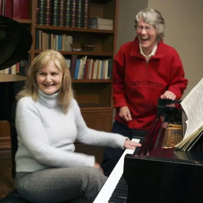 Christina and Ann Southam rehearsing