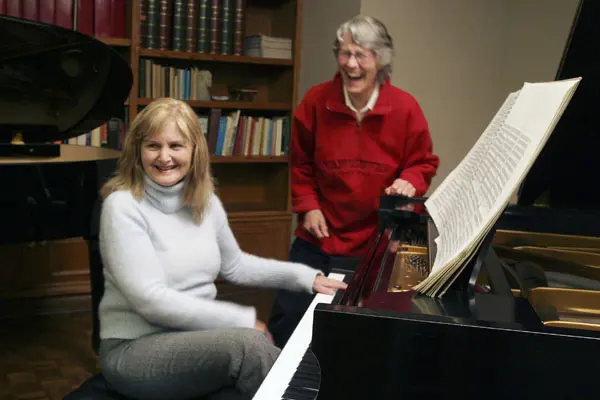 Christina and Ann Southam rehearsing