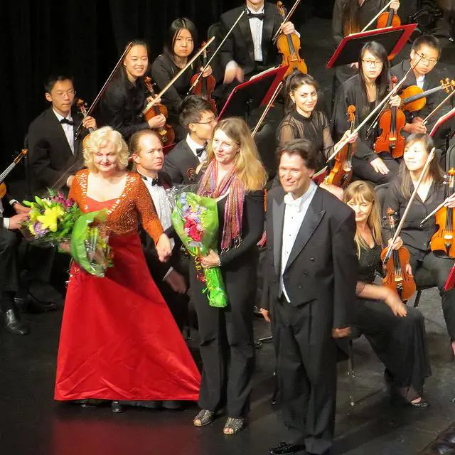 Heather Schmidt, composer at a concert of her 4th piano concerto with me and the KSO Symphony, Kristian Alexander, conductor.